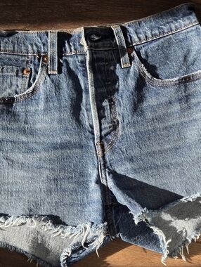 Levi's 501 Denim Shorts, Raw Hem, Dark Blue